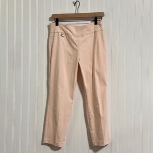 Alfani Womens‎ Tummy Control Capri Pants 8 Pink Pastel Pull On Career Stretch